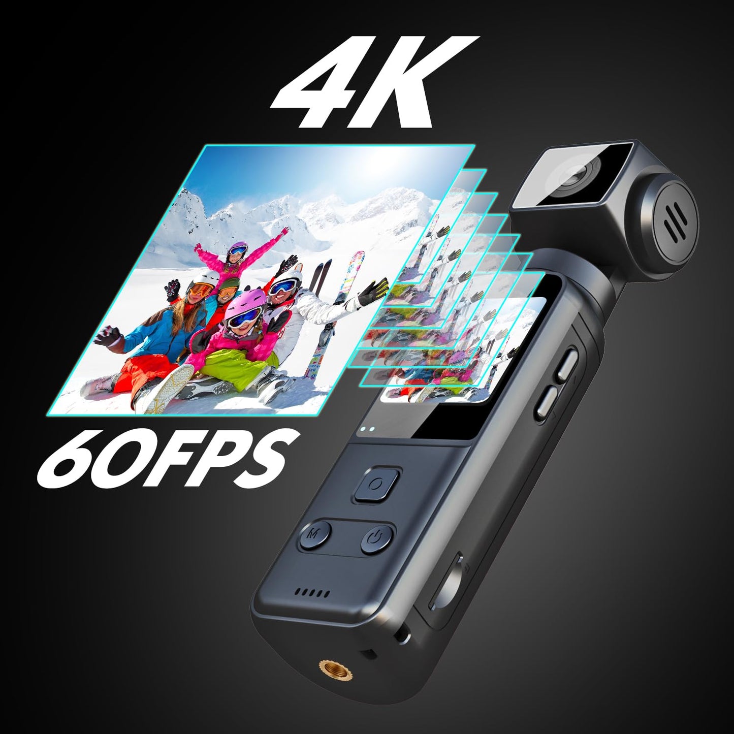 IXROAD 4K Bodycam, Vlog/POV-kamera med 270° vridbar lins, bärbar kamera/videokamera, mini actionkamera med extern mikrofon, klämma och 64 GB TF-kort