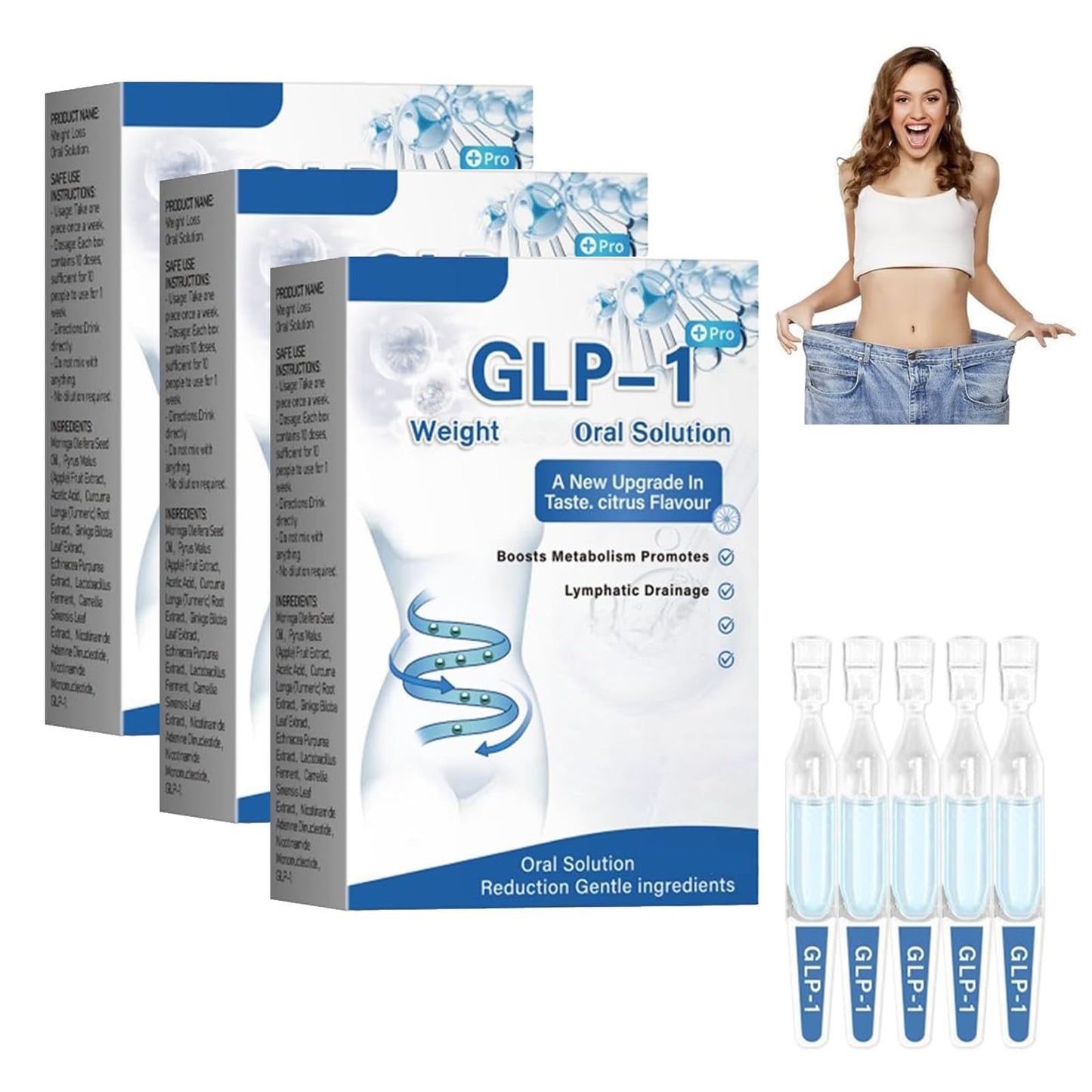 15 stycken GLP-1 oral lósung, professionell glp-1 oral vätska, GLP1 droppar, naturliga växtbaserade extrakt, för kvinnor och män (5 stycken/låda)