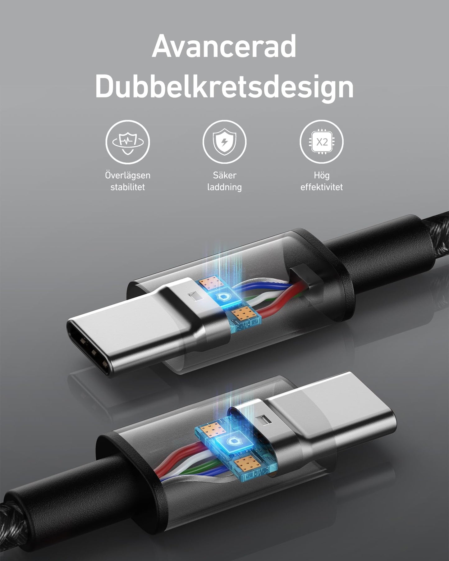 Anker Type-C-kabel 3 m, 100 W, USB-C till USB-C Kabel för iPhone 16 15-serien, Samsung Galaxy S24 S23 S222 MacBook Pro Air, iPad Pro Air, Pixel Switch, LG och fler (svart)