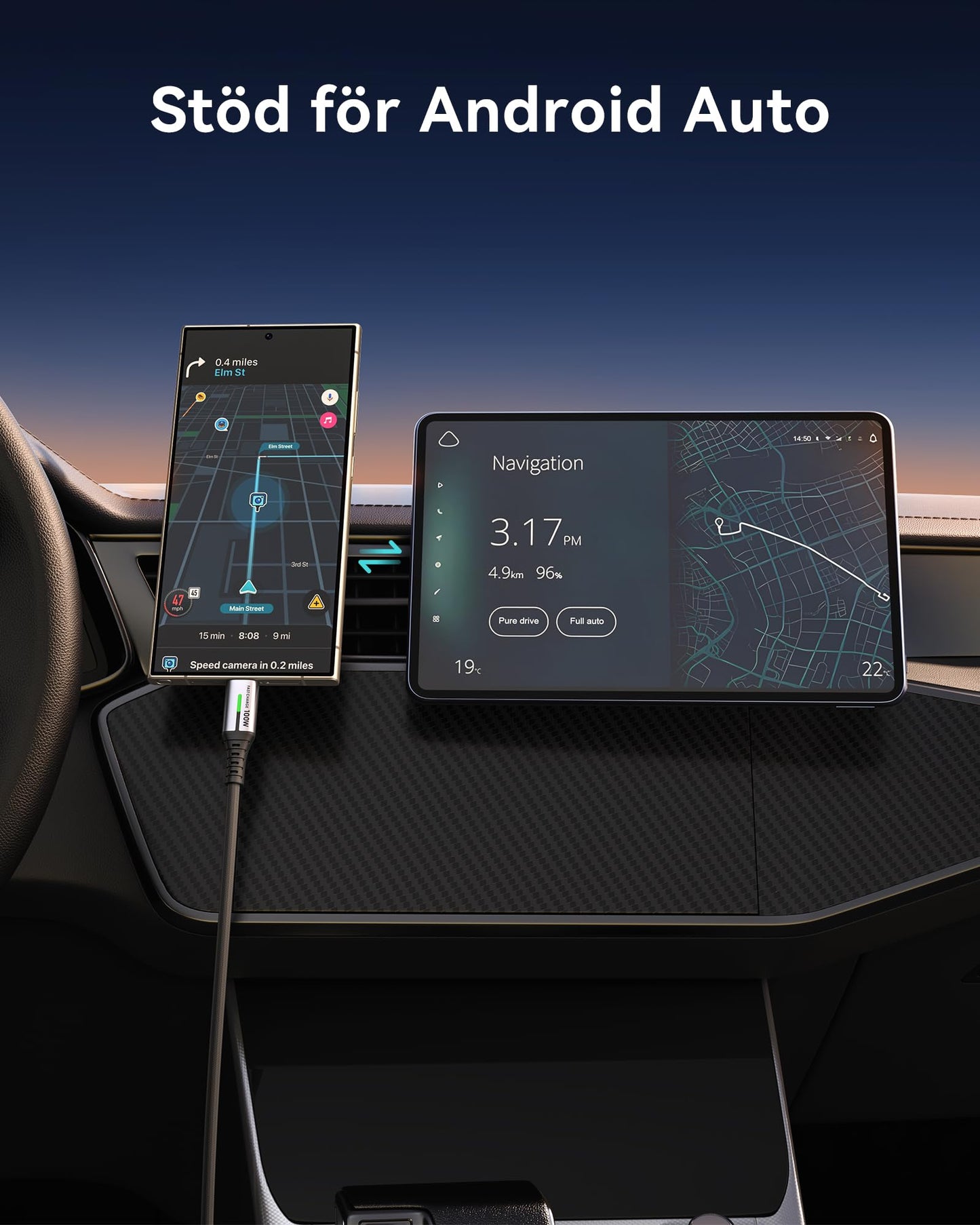 INIU USB C till USB C Kabel [2M/100W], PD&QC 4.0 USB-C Snabbladdningskabel, Nylonflätad Mobilladdare för iPhone 16/15 Pro Max Samsung Galaxy S24/S23/S22 A55/A35 iPad Air 6/Mini 5 MacBook Huawei Xiaomi