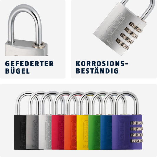 Hänglås kombination aluminium 40 mm blå