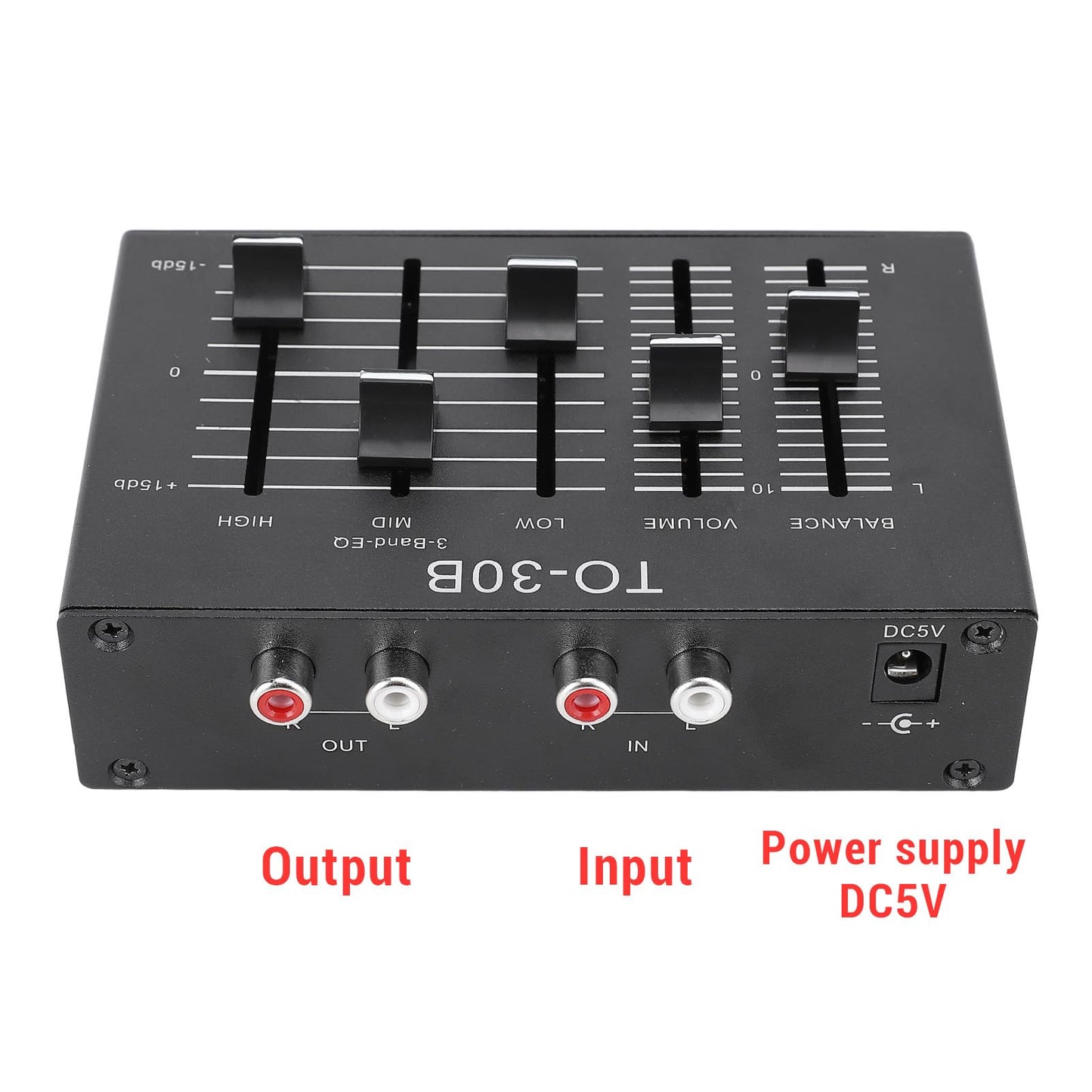 3 Band Equalizer, 20Hz-20Khz High Medium Low EQ Stereo Equalizer Channel Digital Equalizer