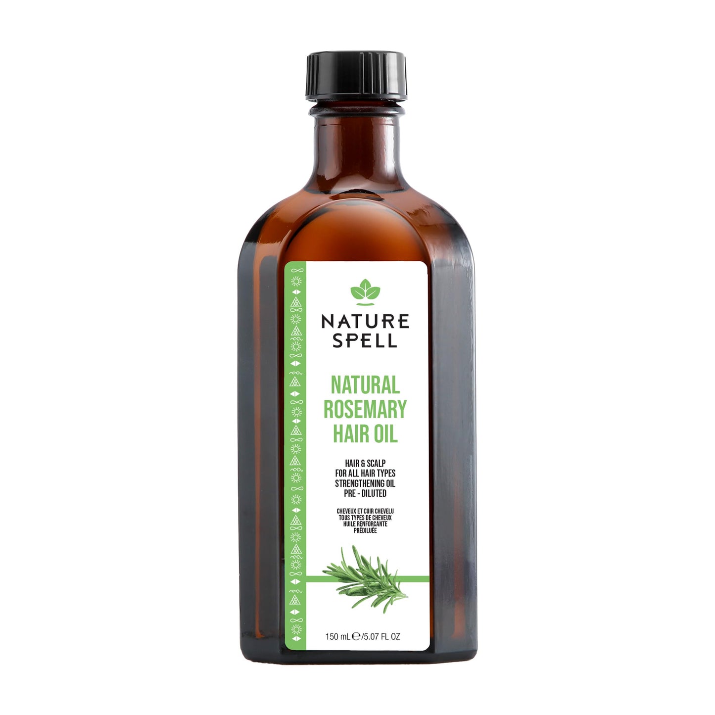 Nature Spell rosmarinolja för hår och hud 150 ml, rosmarinolja för hårväxt, behandla torrt skadat hår, mot håravfall, tillverkad i Storbritannien