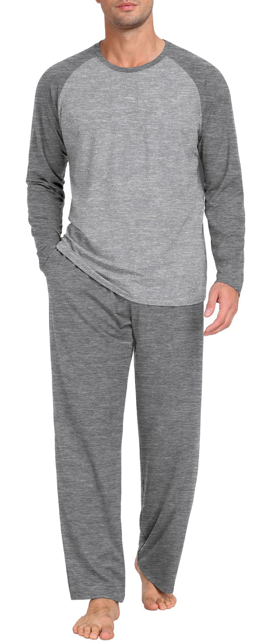 PrinStory Pyjamasset för män nattkläder pyjamas långärmad topp och byxor sovset