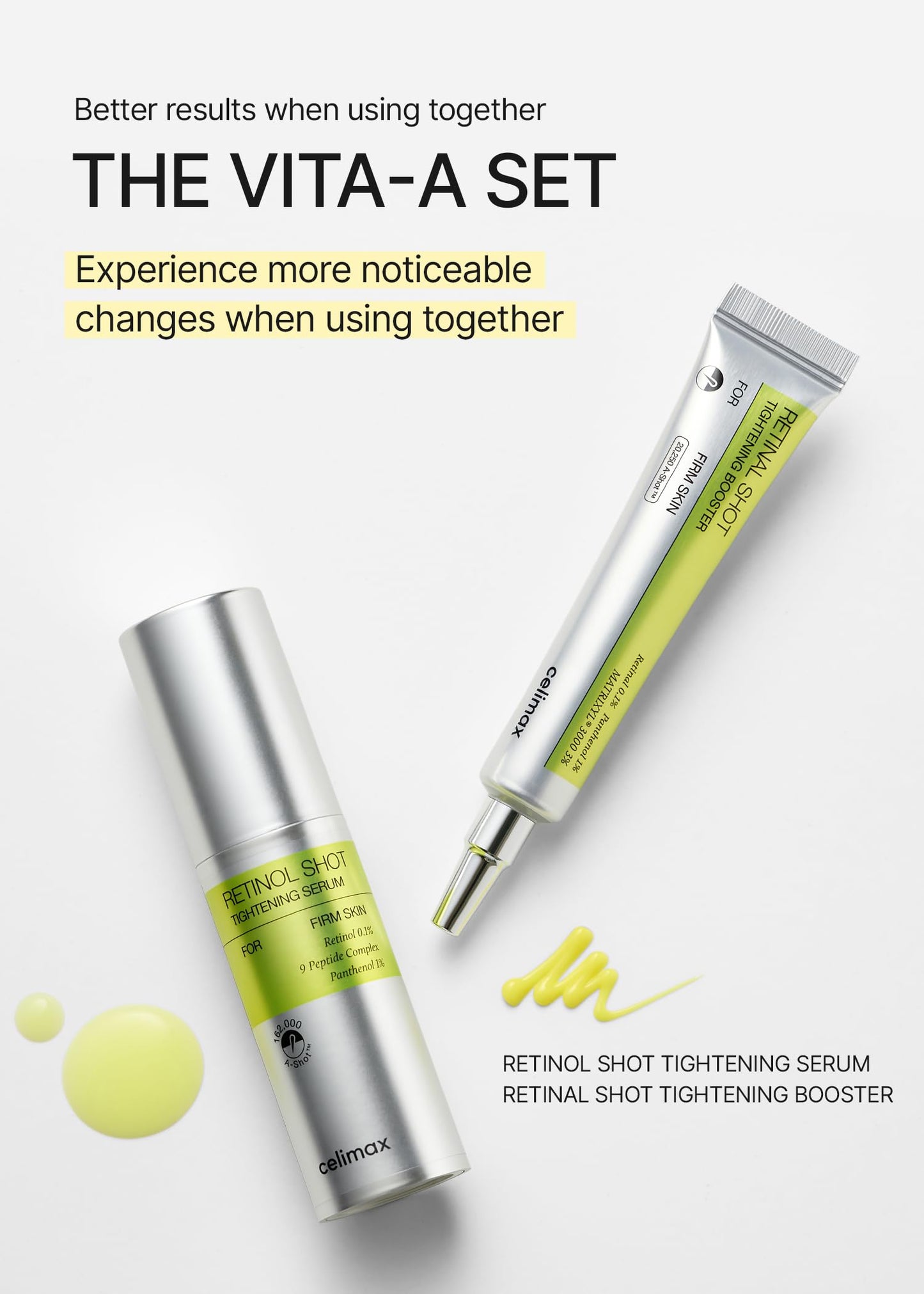 celimax The Vita A Retinal Shot Tightening Booster | med retinal, matrixyl, ger mindre porer, rynkor och fina linjer, ger fastare hud, 15 ml
