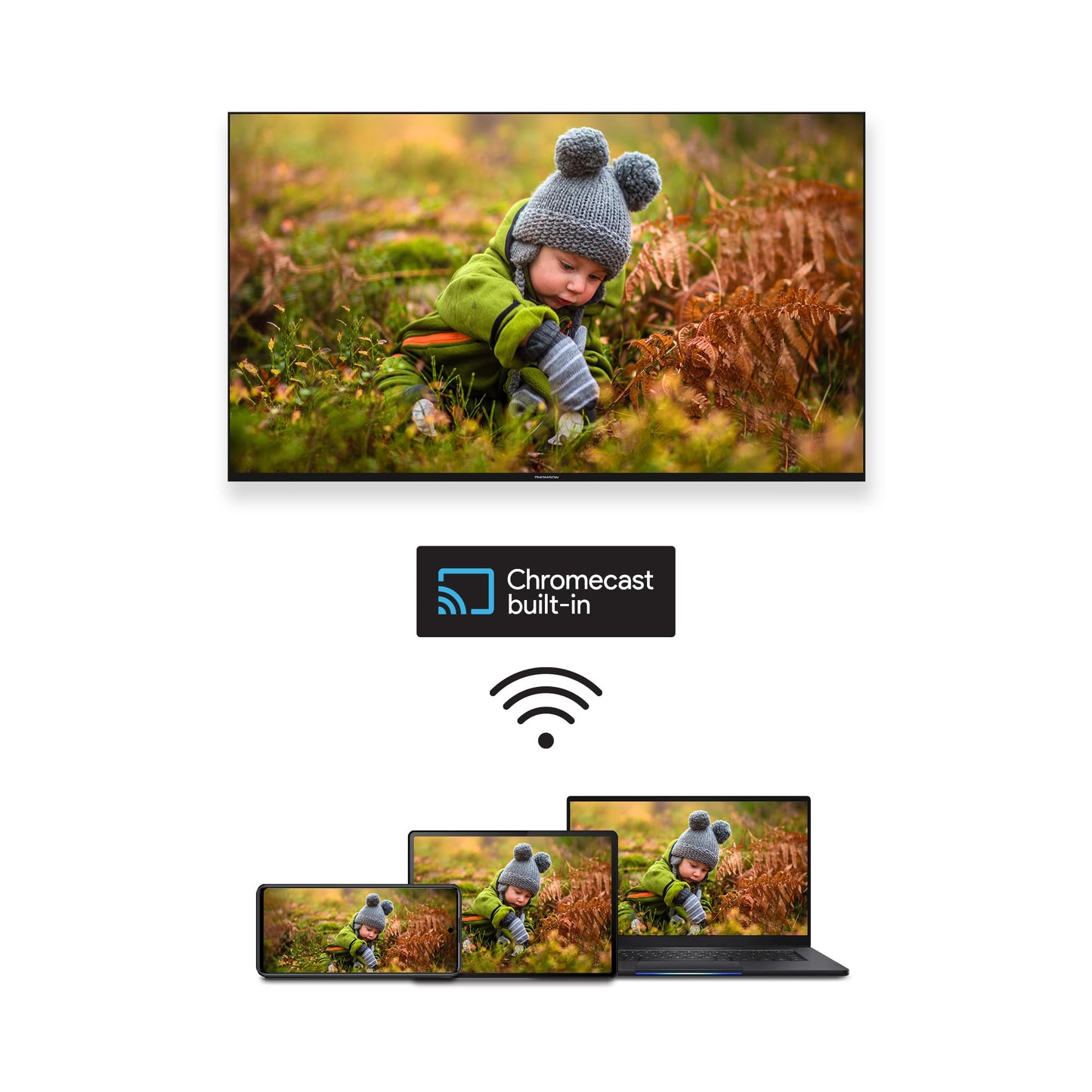 THOMSON 32 Tum (80 cm) LED HD Smart Android TV, Google Assistant, Wi-Fi, Dolby Digital, Bluetooth, Triple-Tuner (Kabel/Satellit/Antenn), HDMI, CI+, A+ Panel - 32HA2S13