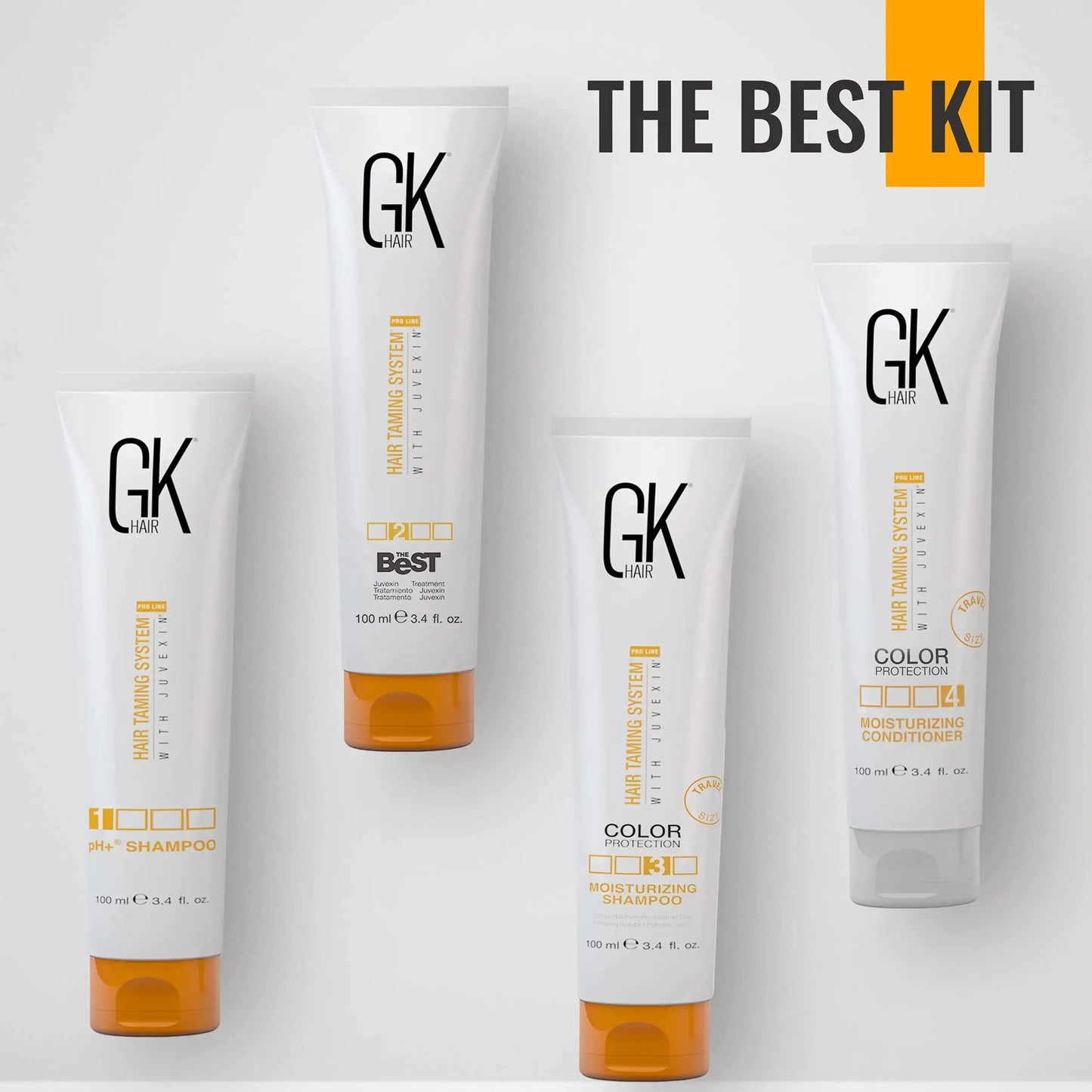 GK HAIR Global Keratin Det bästa konsumentboxpaketet (100ml / 3,4 Fl Oz) Keratinuträtning Hårbehandling - Komplex brasiliansk professionell plattning för rakt och frizzfritt hår