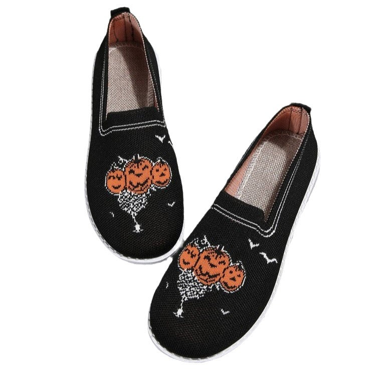 Women's Fashion Casual Fly-kit Mesh Shallow Mouth Round Toe Flat Bottom Shoes