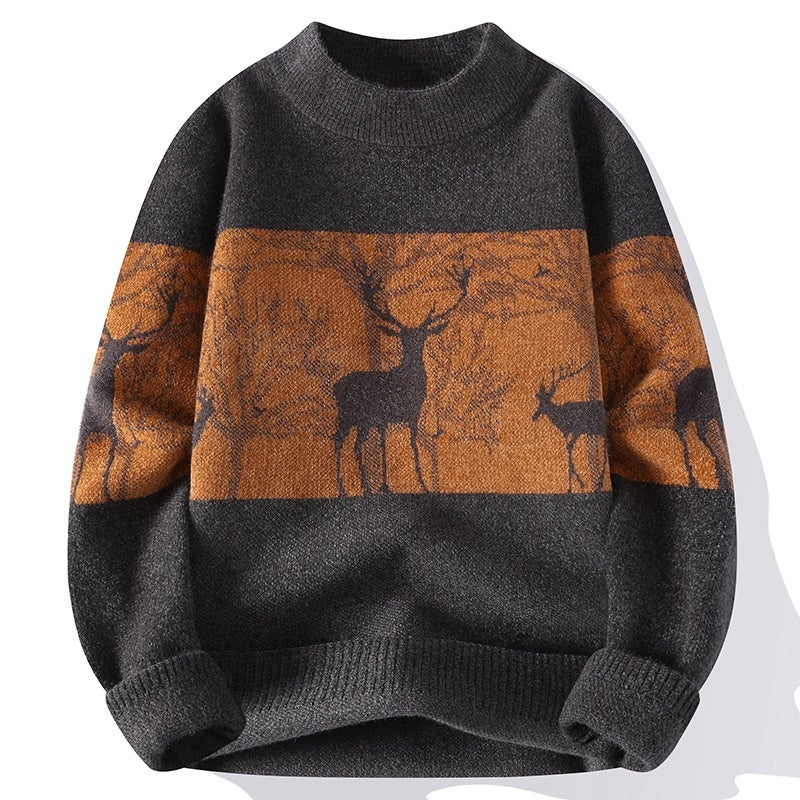 Chenille Mock Neck Sweater Men's Winter Coat