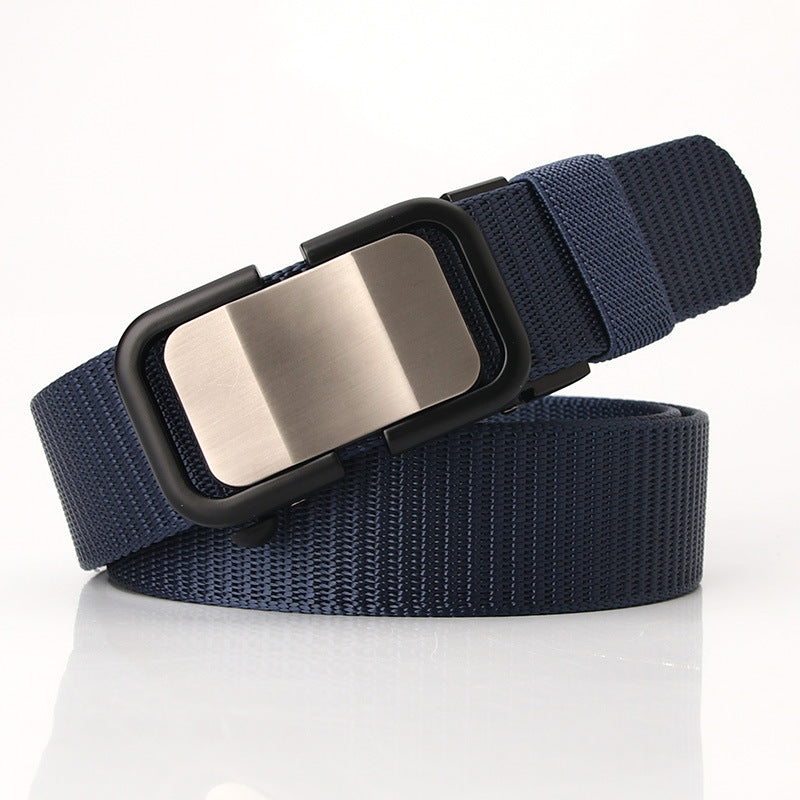 New Nylon Waistband Toothless Automatic Buckle Men's Leather Belt Casual All-match Trouser Belt Neutral Men's And Women's Youth Fashion Wear