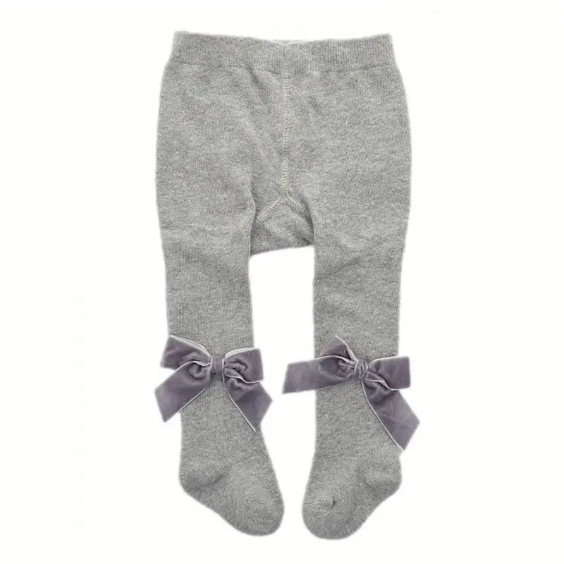 Springautumn Velvet Bow Baby Tights