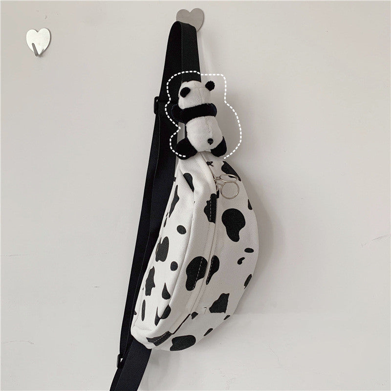 Vintage sense girl cow print canvas