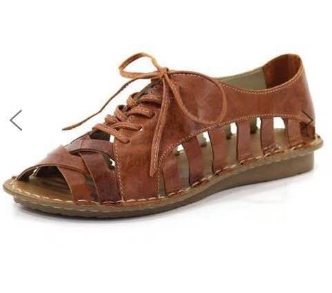 Roman style foreign trade lace-up flat sandals