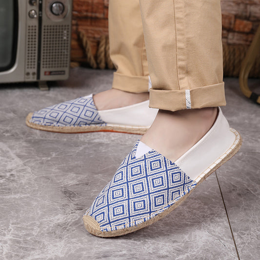 Åndbare Afslappede Ramie-sålsko til Par Mænd og Kvinder Fisherman Slip-on Lærredssko