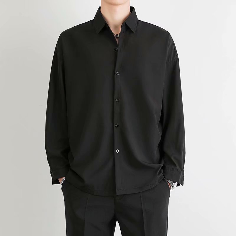 Men's Ice Silk Drape Long Sleeved Loose Casual Shirt