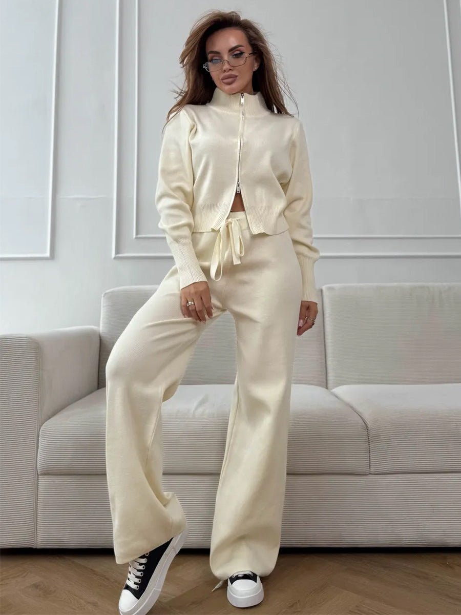 Temperament Commute Zipper Knitting Suit