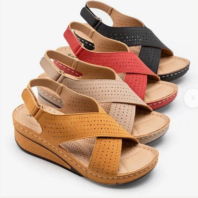 Car Stitching Breathable Velcro Hollowed Out Mom's Shoes