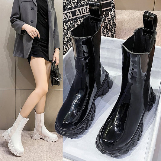 Short Boots Women Round Head Sponge Cake Platform