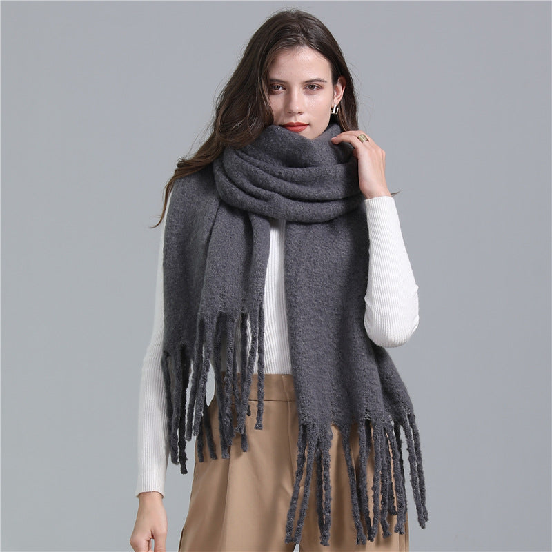 Ladies Fashion Lengthened Solid Color Scarf