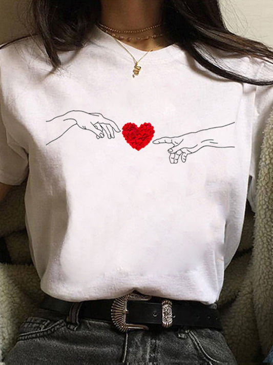 Europæisk og amerikansk alfabettryk kortærmet T-shirt