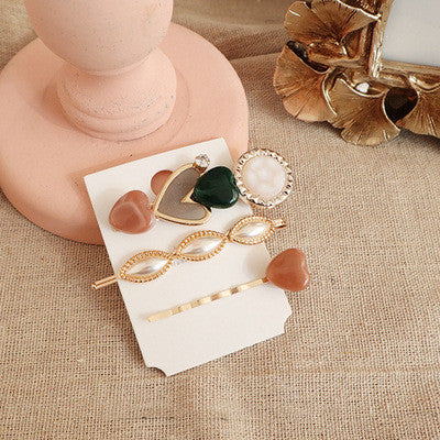 Vintage sweet pearl acetate bangs hairpin
