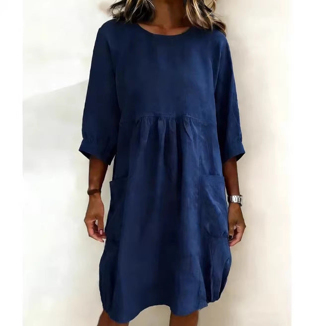 Fashionable Casual Loose-fit Three-quarter Sleeve Dress