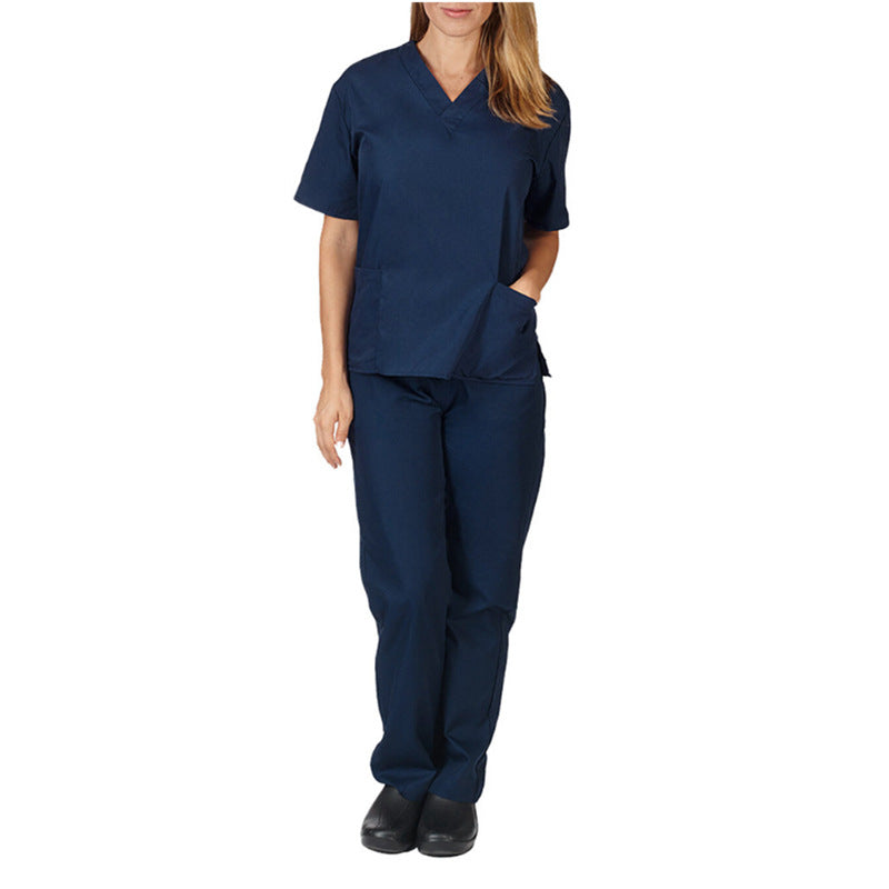 Solid-color V-neck Nursing Work Uniform Caregiver Uniform Nurse Attire