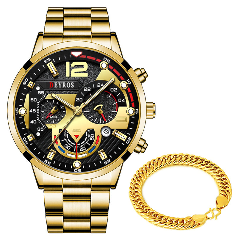 Six-hand Steel Band Quartz Watch Sports Men