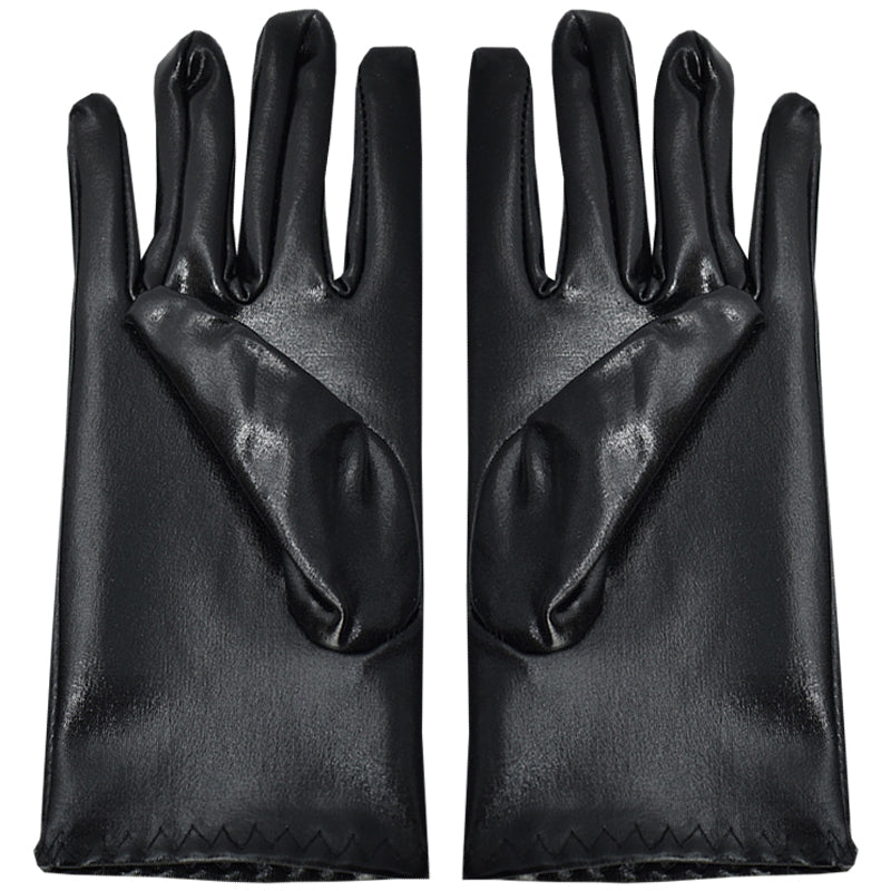 Black Pu Patent Leather Gloves Tight-fitting Single-layer Thin Section