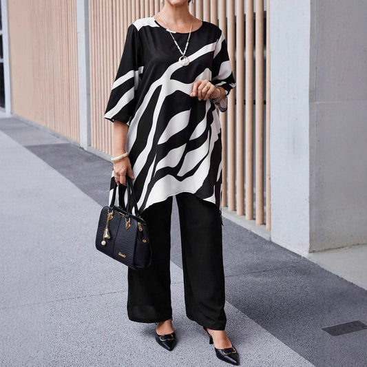 Summer Women's Plus-size Casual Straight-leg Pants Sets