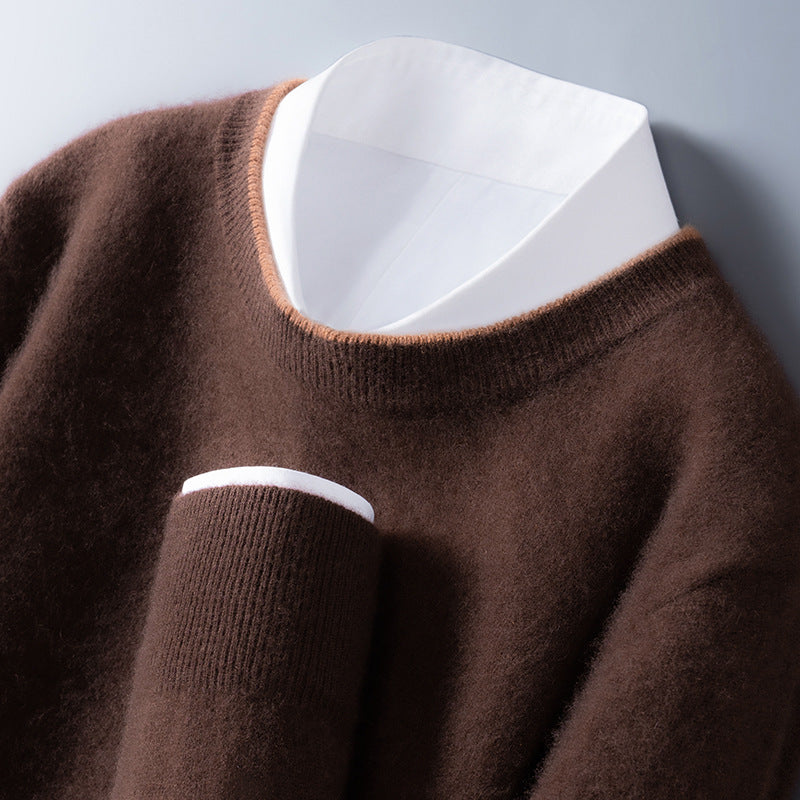 Autumn And Winter Men's Round Neck Multicolor Bottoming Sweater