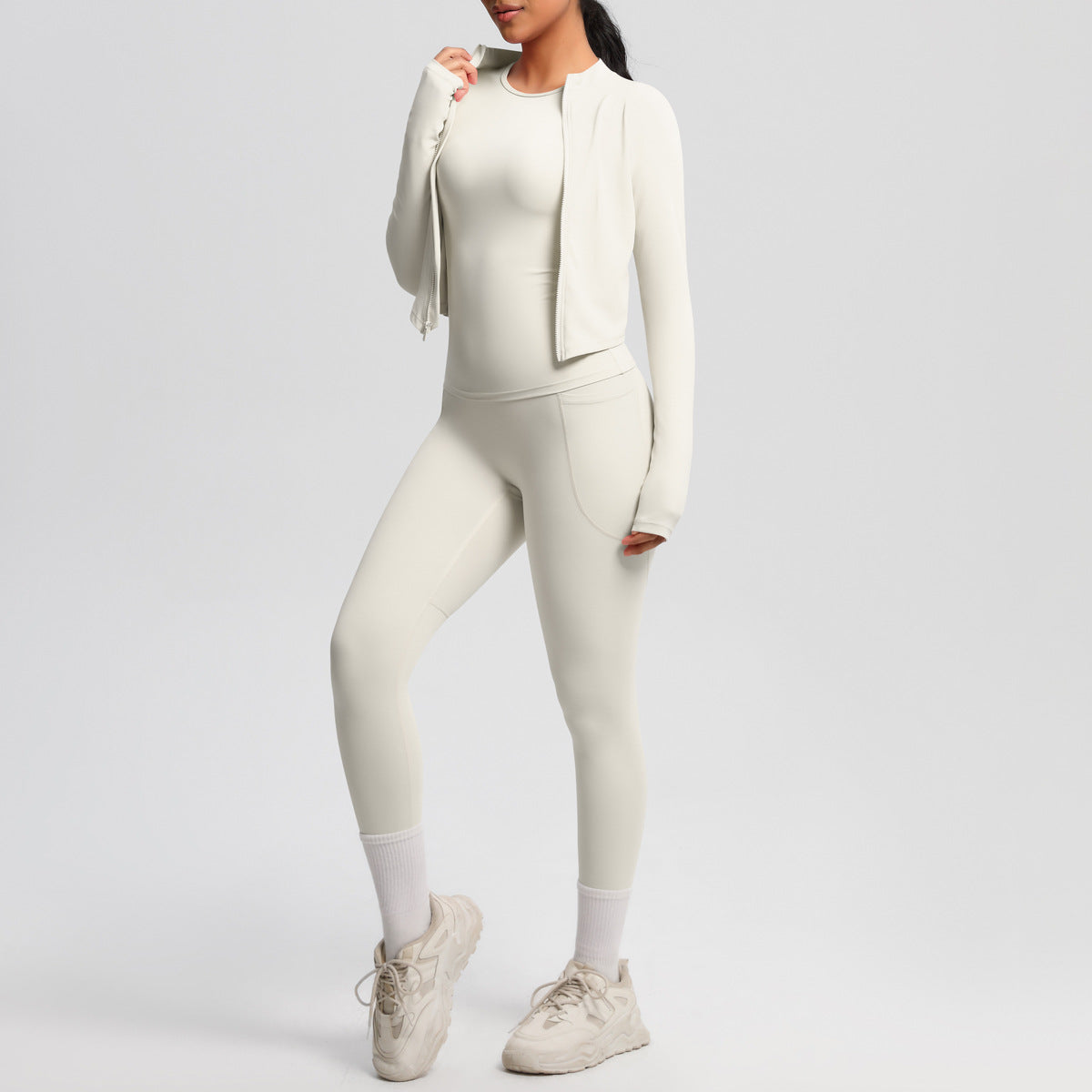 Women's Tight Sports Zipper Jacket Slimming Fitness Suit