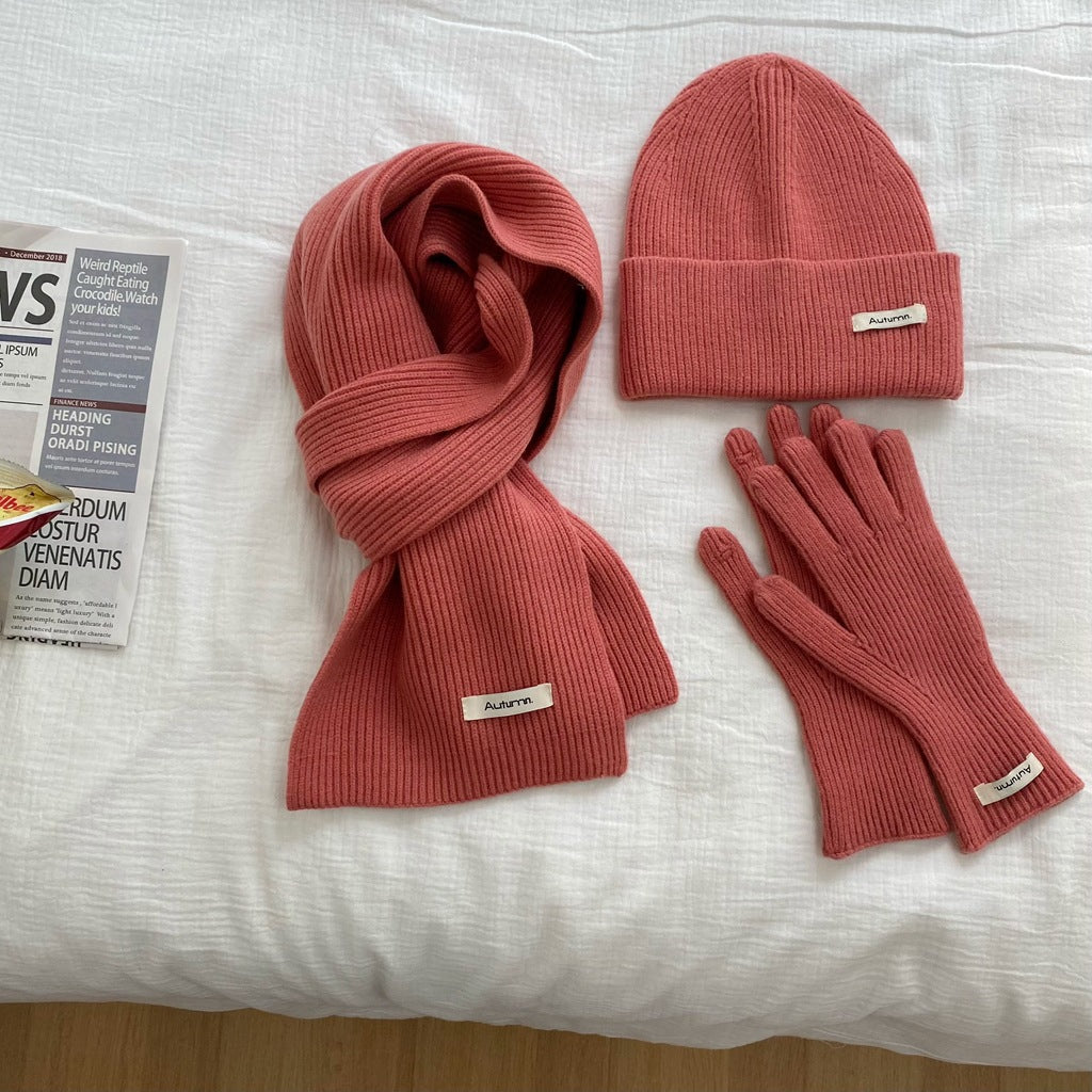 Winter 3-piece Set In Solid Color With Extra Padding For Warmth