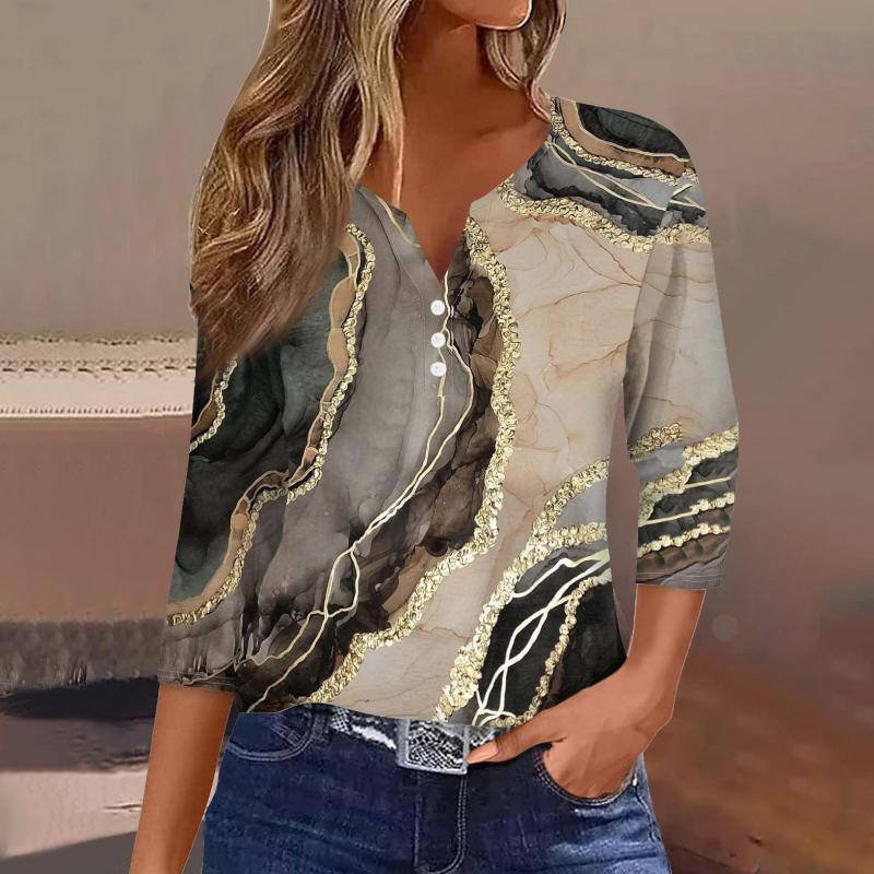 European And American Sweet Casual T-shirt 3D Digital Top