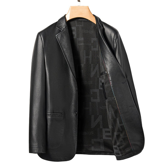 Spring Business Casual Men's Leather Coat