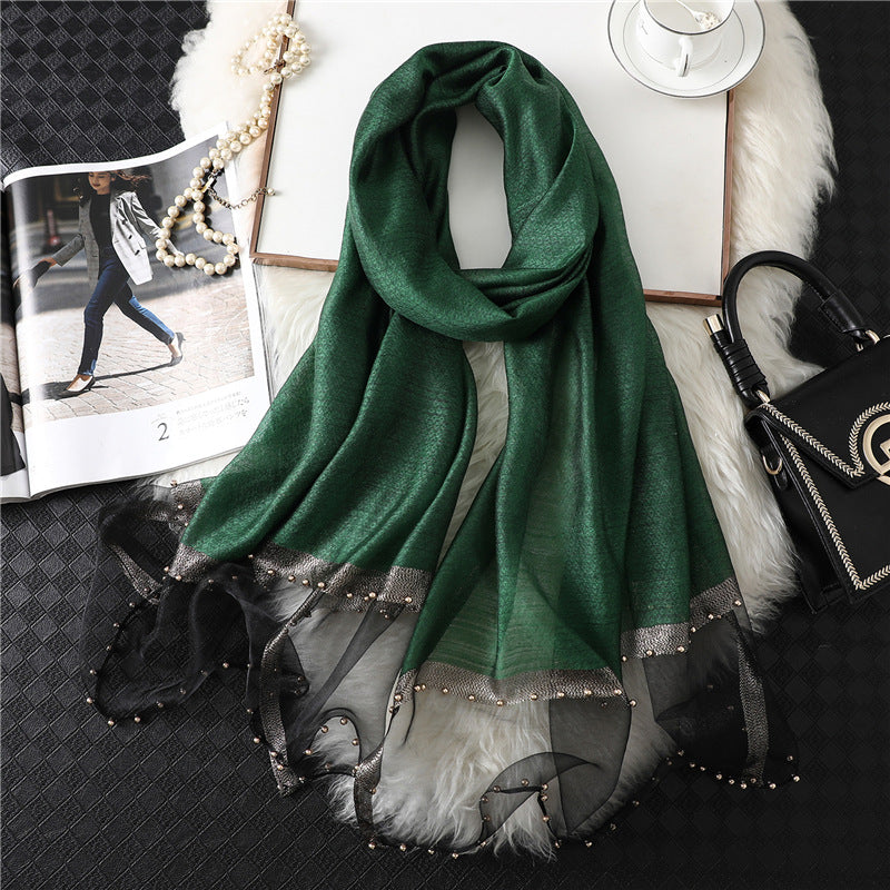 Women's Silk-wool Scarf Solid Color And Versatile