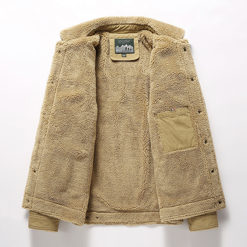 Fleece-lined Thickened Casual Fashion Polo Collar Men's Jacket
