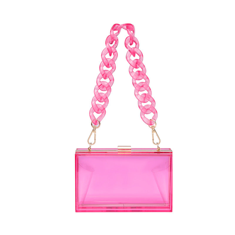 Transparent One-shoulder Messenger Mini Square Bag  Acrylic