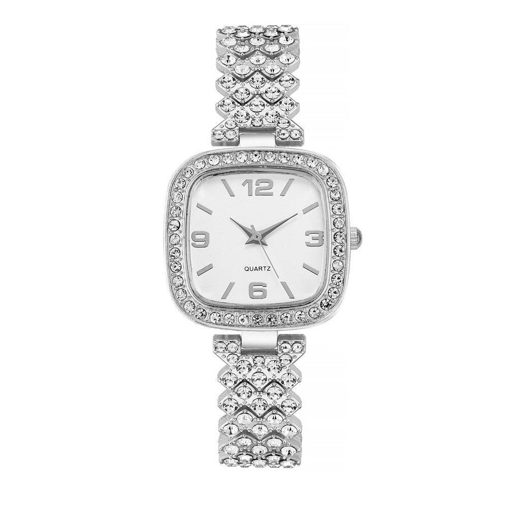 Small Square Watch Full Diamond Women's Bracelet Gift Box
