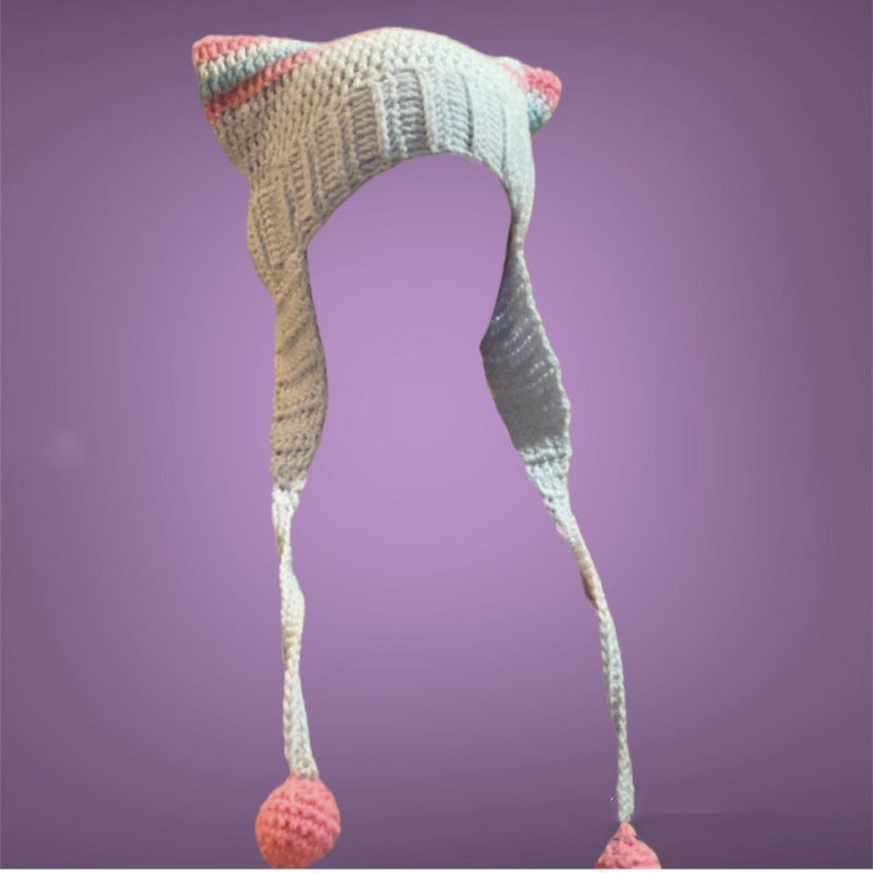 Hand Knitted Striped Woolen Cap