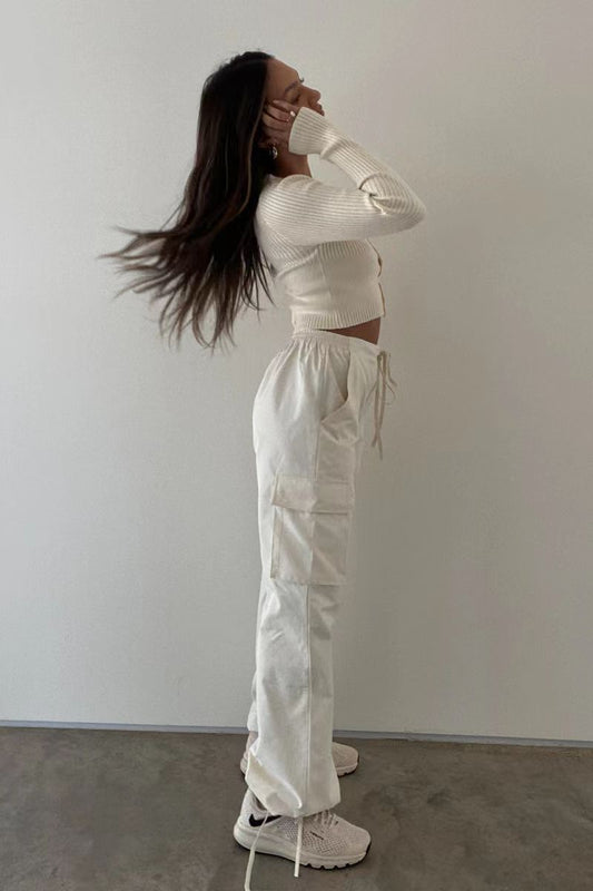 Mid-waist Three-dimensional Pocket Trousers
