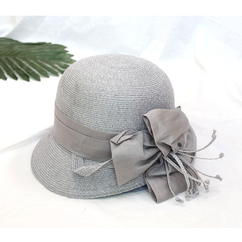 Flowers Curled Brim Basin Straw Hat