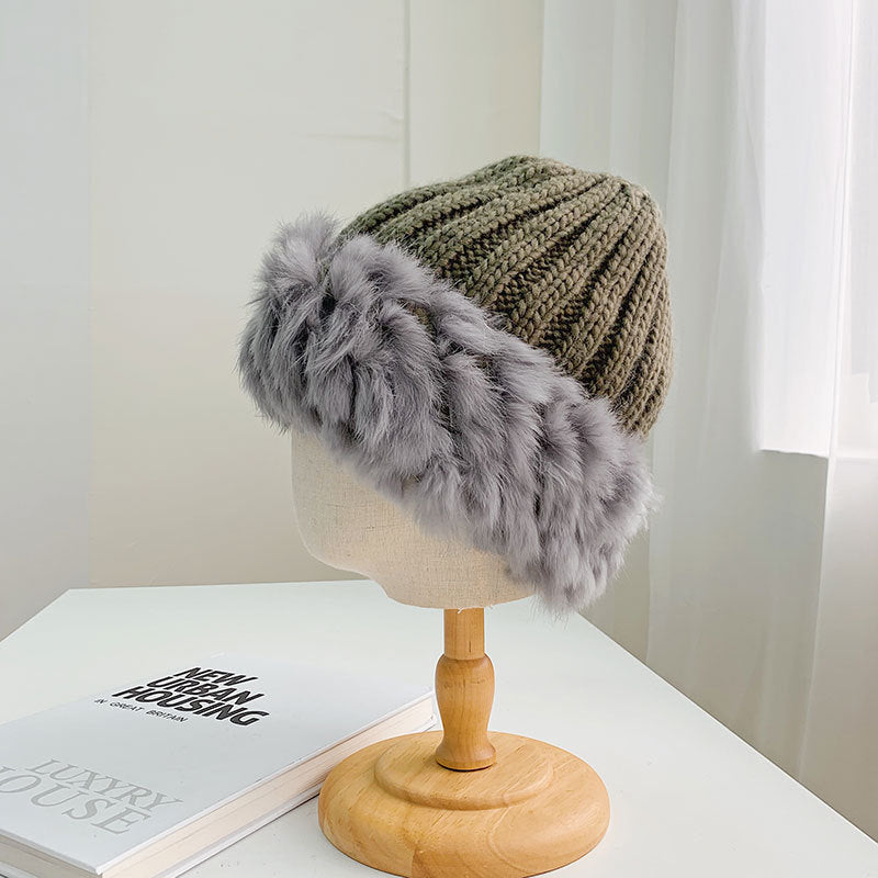 Women's Wool Fur Splicing Fisherman's Hat