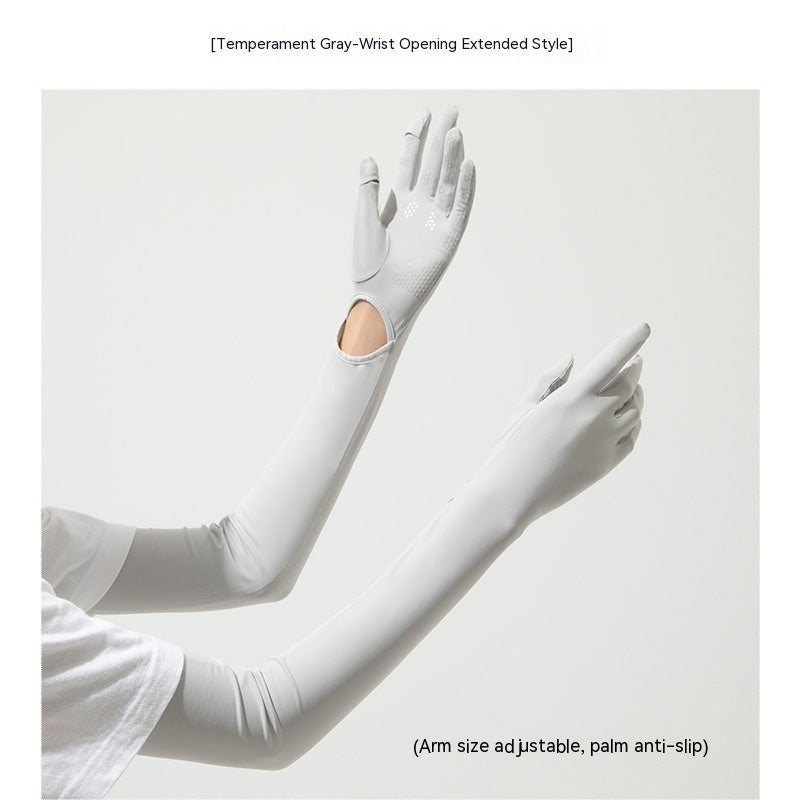 Nylon Ice Silk Long Sun Protection Ice Sleeve Gloves Women's UV Protection Sleeves Sun Protection Summer Long Arm Guard