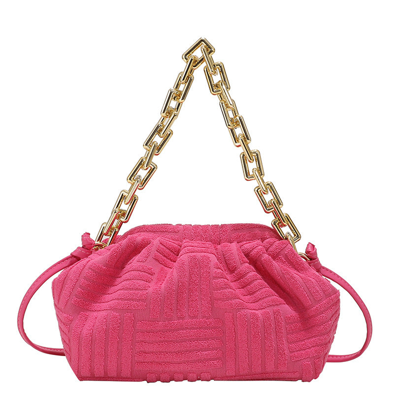 One Shoulder Chain Pleated Cloud Bag