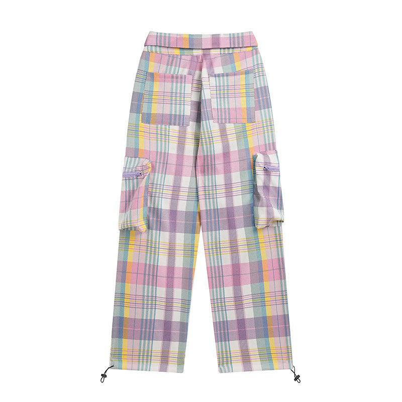Summer Harajuku Street Retro Hot Girl Style Pattern Low Waist Workwear Casual Pants