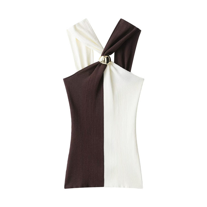 Women's Minimalist Knit Halterneck Top