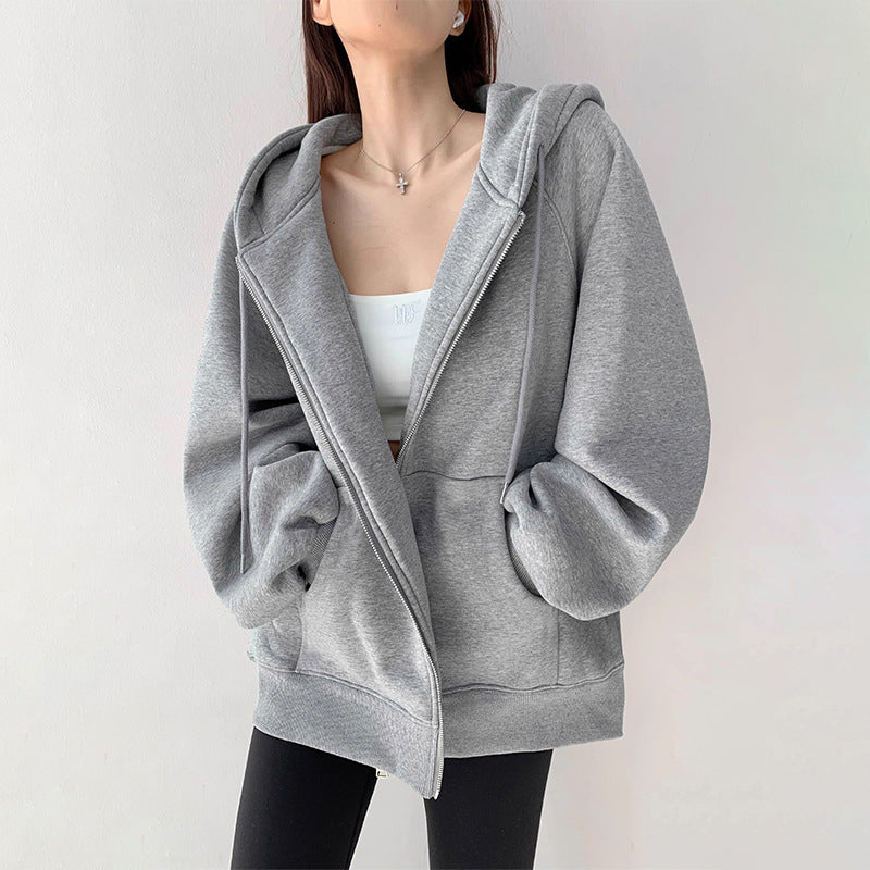 Hættestrikjakke til kvinder, løs, afslappet pullover-frakke