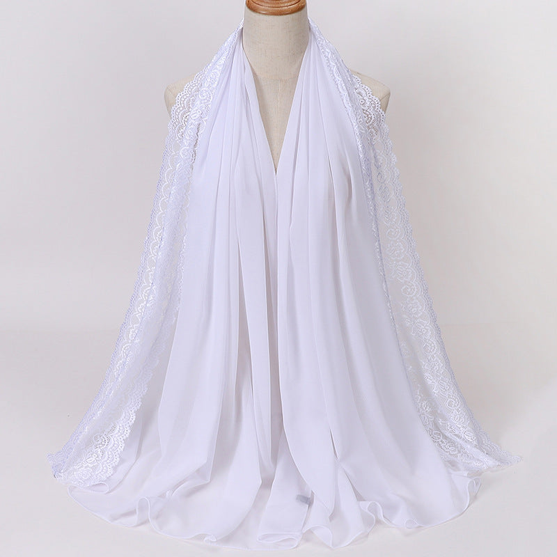 Pearl Chiffon Lace Women's Toe-covered Scarf