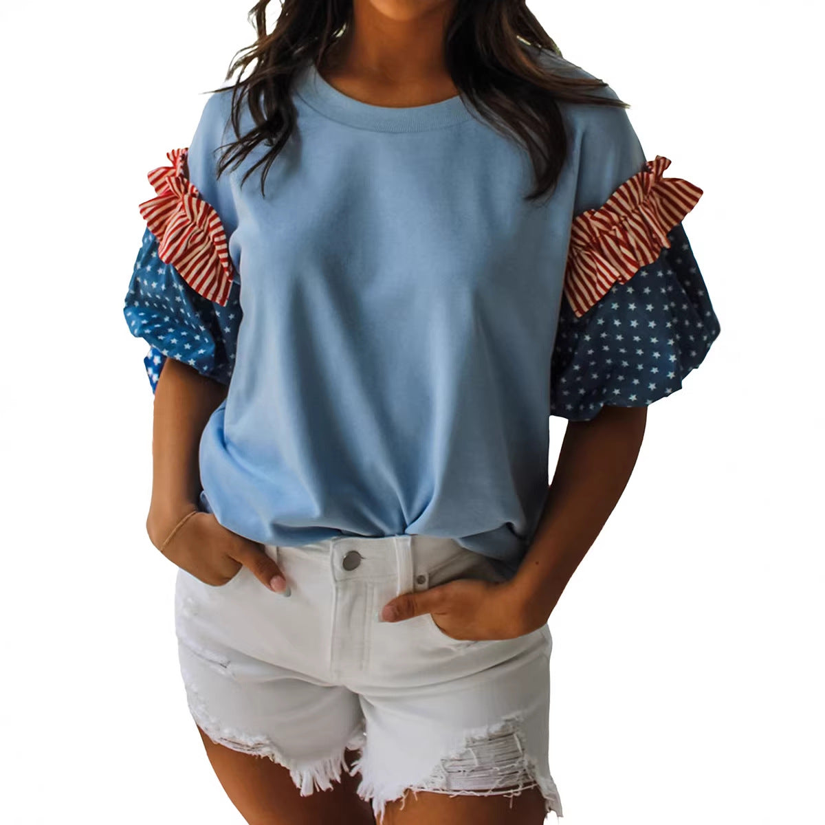 Womens Casual Short-sleeve Printed Top